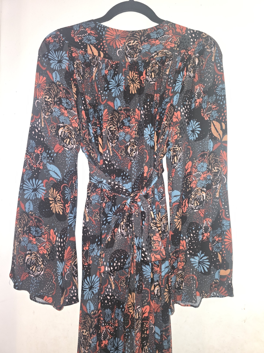 Free People Tiger Pint Maxi Dress with Blue and Rust Floral Accents 100% Rayon - Picture 7 of 14
